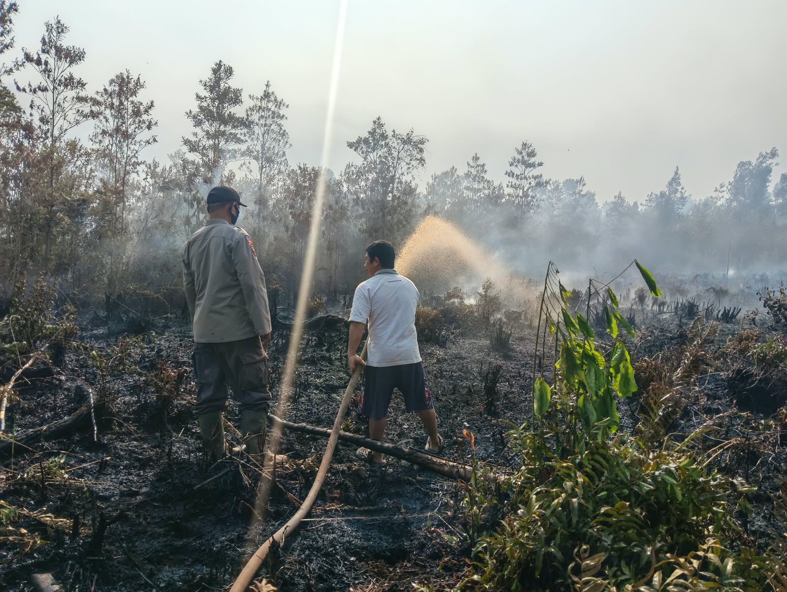Sinergitas Polri Bersama Instansi Terkait Tangani Karhutla di Muara Pawan, Tim Gabungan Berhasil Padamkan 2 Hektare Lahan