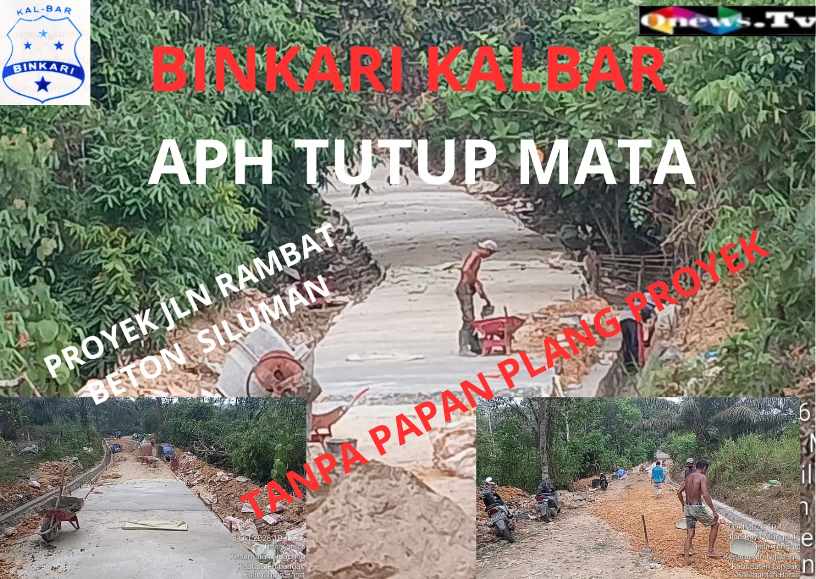 PEMBANGUNAN JALAN RAMBAT BETON TANPA PAPAN NAMA DI DUGA KUAT PROYEK SILUMAN Di JALAN MUNGGU KECAMATAN NGABANG JADI SOROTAN